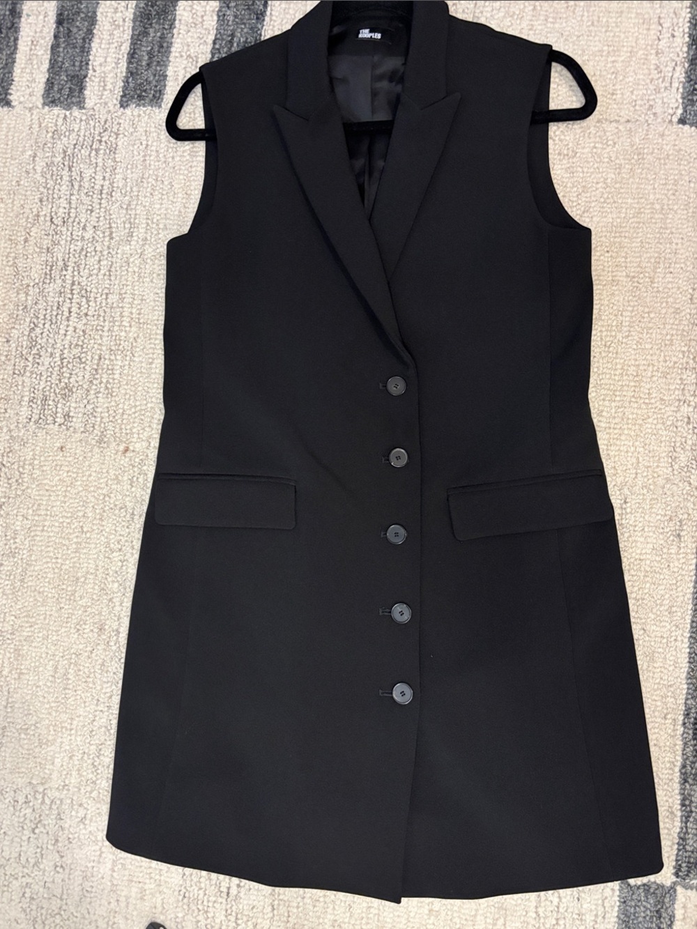 The Kooples Black Sleeveless Button-Front Midi Vest Dress